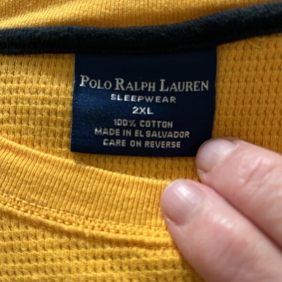 Polo Ralph Lauren Sleepwear Casual Micro Weave 2XL  Mustard Yellow Blue Pony - Picture 5 of 6
